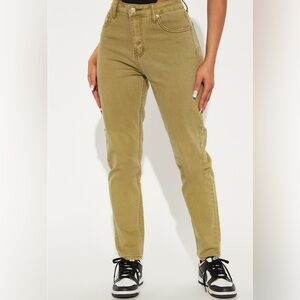 Olive Green High Rise Jeans!